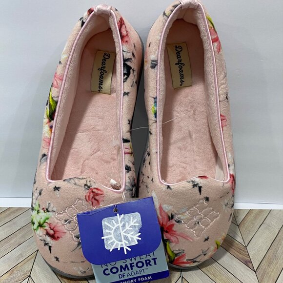 Womens Dearfoams Floral Print Memory Foam Slippers Size S Indoor Outdoor NWT - Picture 5 of 6